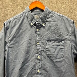 Flint and Tinder Mens Classic Fit Button Down Shirt Blue Cotton Stretch Medium